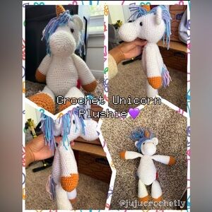 White and Brown Stuffed Unicorn Toy